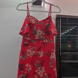 Floral Print Ruffle Trim Cami Dress